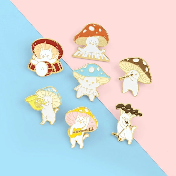 Fashion Pin Cat Mushroom Alloy Plating Unisex Brooches