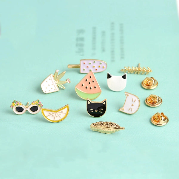 Fashion Pin Cat Watermelon Alloy Plating Unisex Brooches