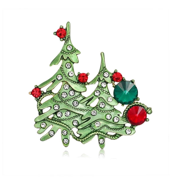 Fashion Pin Christmas Tree Alloy Rhinestone Women'S Brooches