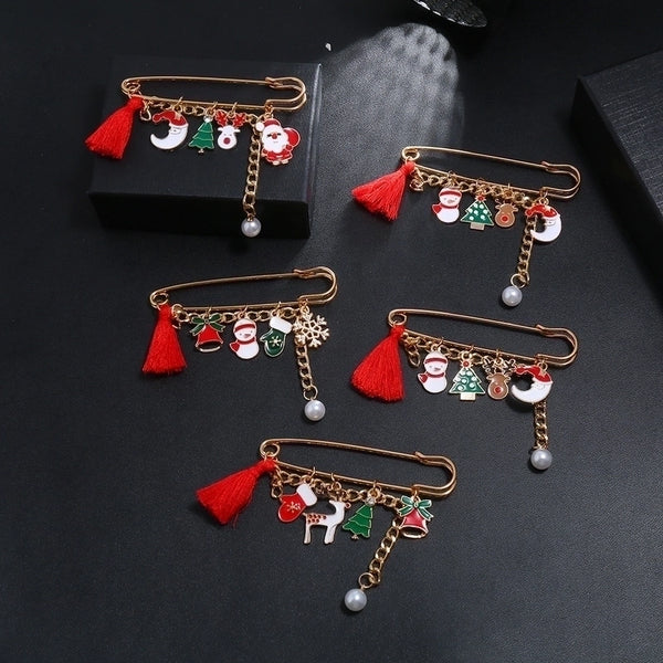 Fashion Pin Christmas Tree Santa Claus Snowman Alloy Enamel Rhinestones Women'S Brooches