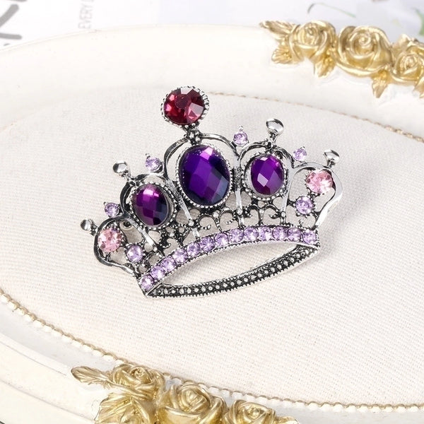 Fashion Pin Crown Alloy Plating Inlay Rhinestones Women'S Brooches