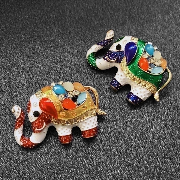 Fashion Pin Elephant Alloy Plating Inlay Rhinestones Unisex Brooches