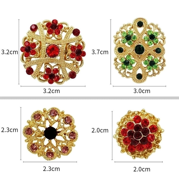 Fashion Pin Flower Alloy Hollow Out Inlay Rhinestones Women'S Brooches