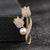 Fashion Pin Flower Alloy Plating Inlay Artificial Gemstones Pearl Women'S Brooches