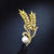 Fashion Pin Flower Alloy Plating Inlay Artificial Gemstones Pearl Women'S Brooches