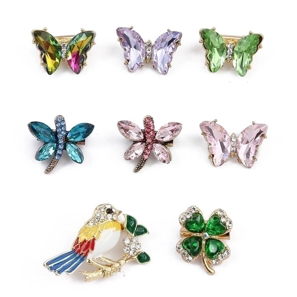 Fashion Pin Four Leaf Clover Butterfly Alloy Inlay Rhinestones Women'S Brooches