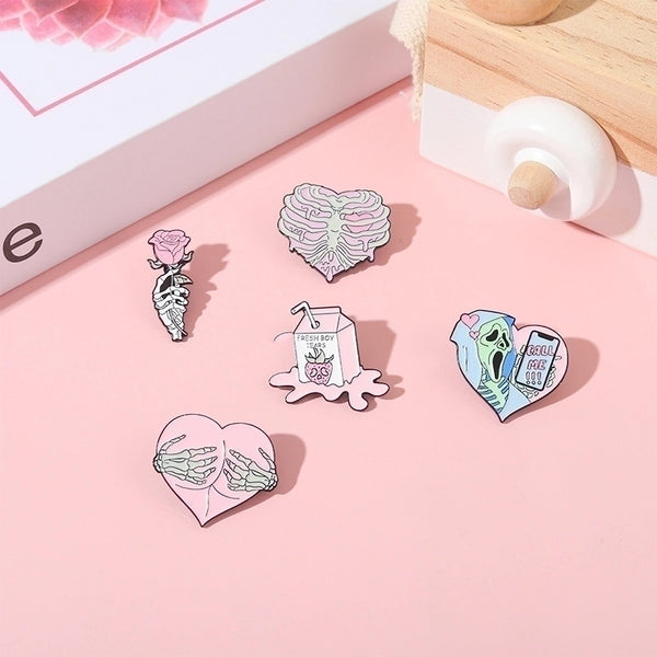 Fashion Pin Heart Shape Alloy Plating Unisex Brooches