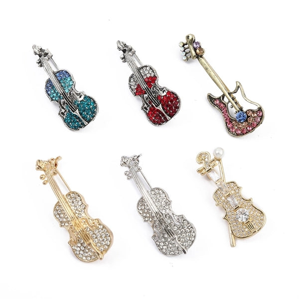 Fashion Pin Musical Instrument Alloy Rhinestone Women'S Brooches