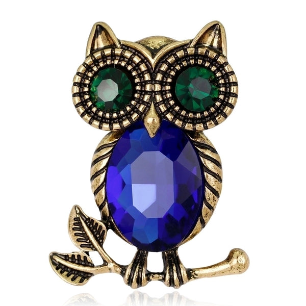 Fashion Pin Owl Alloy Inlay Rhinestones Women'S Brooches