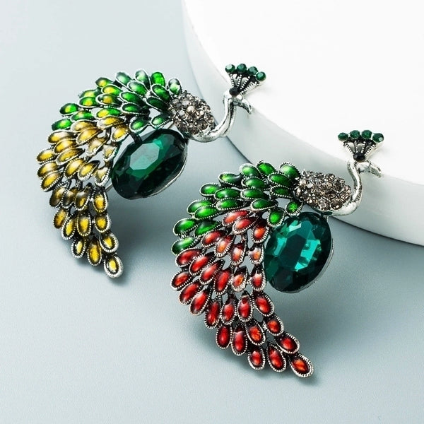 Fashion Pin Peacock Alloy Diamond Artificial Gemstones Women'S Brooches