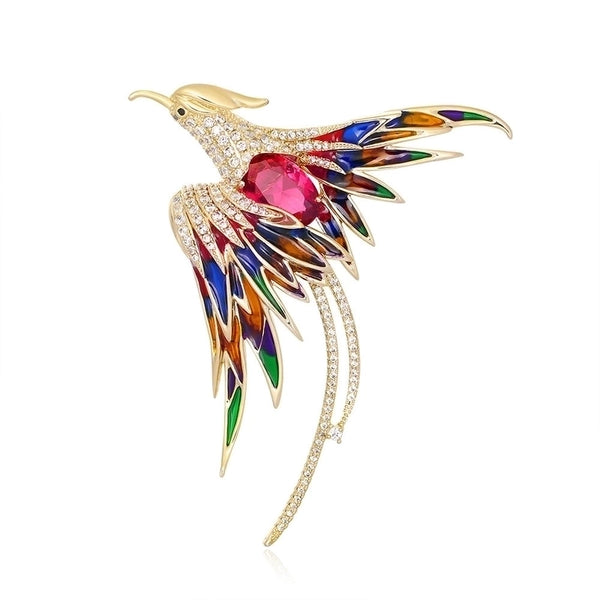 Fashion Pin Phoenix Alloy Enamel Rhinestones Women'S Brooches