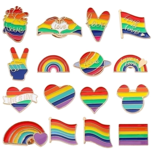 Fashion Pin Rainbow Heart Shape Alloy Plating Unisex Brooches