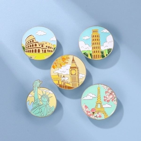 Fashion Pin Round Landscape Alloy Stoving Varnish Unisex Brooches