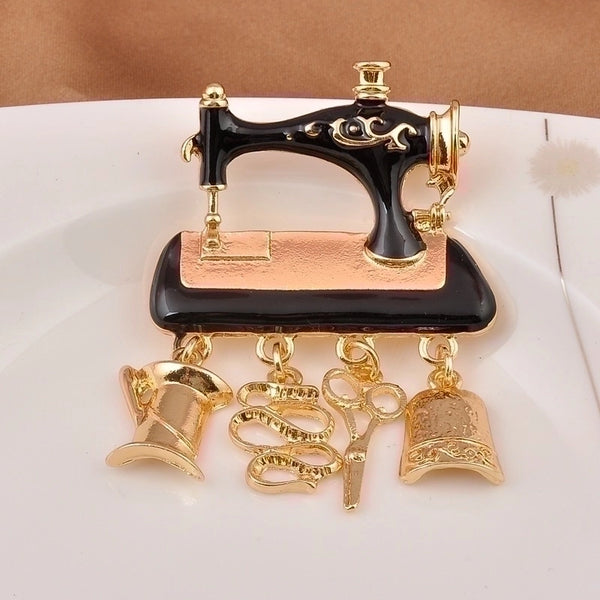 Fashion Pin Sewing Machine Alloy Plating Women'S Brooches