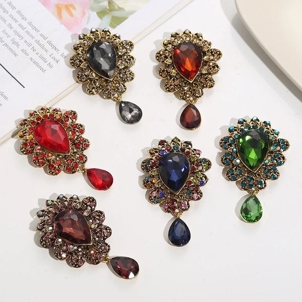 Fashion Pin Water Droplets Alloy Inlay Artificial Gemstones Women'S Brooches