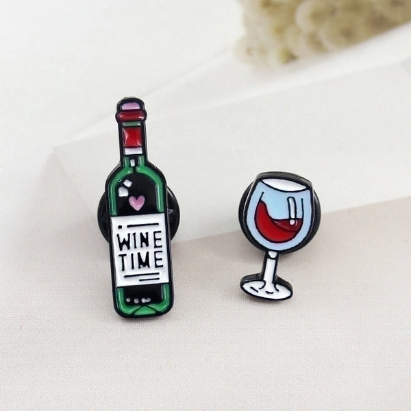 Fashion Pin Wine Glass Wine Bottle Alloy Plating Unisex Brooches