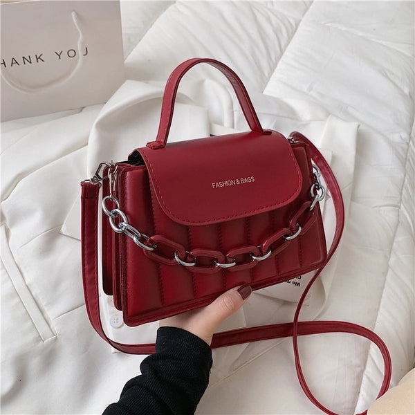 Fashion Pu Leather Embroidery Thread Geometric Shoulder Bag Wholesale