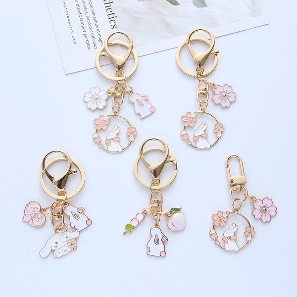 Fashion Rabbit Flower Zinc Alloy Women's Keychain 1 Piece