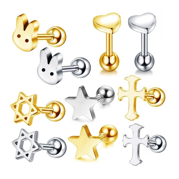 Fashion Rabbit Star Stainless Steel Plating Ear Studs 1 Piece