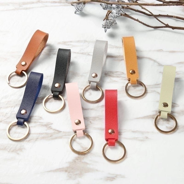 Fashion Rectangle Pu Leather Metal Unisex Bag Pendant Keychain 1 Piece