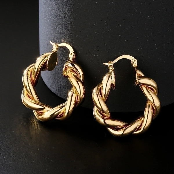 Fashion Retro Geometric Copper-plated Real Gold Earrings