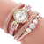 Fashion  Rhinestone Pearl Beaded Circle Pu Belt Watch