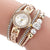 Fashion  Rhinestone Pearl Beaded Circle Pu Belt Watch