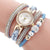 Fashion  Rhinestone Pearl Beaded Circle Pu Belt Watch