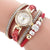 Fashion  Rhinestone Pearl Beaded Circle Pu Belt Watch