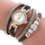 Fashion  Rhinestone Pearl Beaded Circle Pu Belt Watch