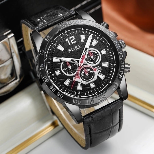 Fashion Round Buckle Quartz Men's Watches