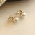 Fashion Round Copper Inlay Pearl Ear Studs 1 Pair