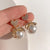 Fashion Round Copper Inlay Pearl Ear Studs 1 Pair