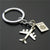 Fashion Round Letter Airplane Alloy Keychain