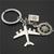 Fashion Round Letter Airplane Alloy Keychain