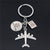 Fashion Round Letter Airplane Alloy Keychain