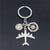 Fashion Round Letter Airplane Alloy Keychain