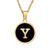 Fashion Round Letter Stainless Steel Gold Plated Shell Pendant Necklace