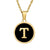 Fashion Round Letter Stainless Steel Gold Plated Shell Pendant Necklace