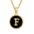 Fashion Round Letter Stainless Steel Gold Plated Shell Pendant Necklace