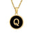 Fashion Round Letter Stainless Steel Gold Plated Shell Pendant Necklace