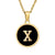 Fashion Round Letter Stainless Steel Gold Plated Shell Pendant Necklace