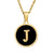 Fashion Round Letter Stainless Steel Gold Plated Shell Pendant Necklace