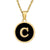 Fashion Round Letter Stainless Steel Gold Plated Shell Pendant Necklace