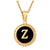 Fashion Round Letter Stainless Steel Pendant Necklace Enamel Gold Plated Stainless Steel Necklaces