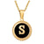 Fashion Round Letter Stainless Steel Pendant Necklace Enamel Gold Plated Stainless Steel Necklaces