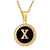 Fashion Round Letter Stainless Steel Pendant Necklace Enamel Gold Plated Stainless Steel Necklaces