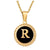 Fashion Round Letter Stainless Steel Pendant Necklace Enamel Gold Plated Stainless Steel Necklaces