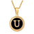 Fashion Round Letter Stainless Steel Pendant Necklace Enamel Gold Plated Stainless Steel Necklaces