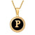 Fashion Round Letter Stainless Steel Pendant Necklace Enamel Gold Plated Stainless Steel Necklaces